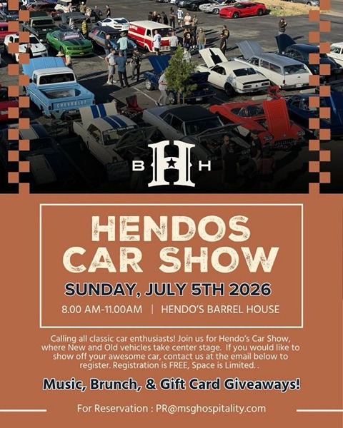 Hendo's Car Show flyer July 2026